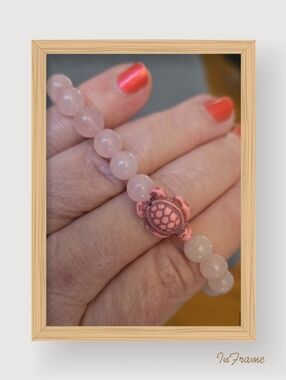 Nwt Rose Quartz Beaded Bracelet with Pink Turtle Accent